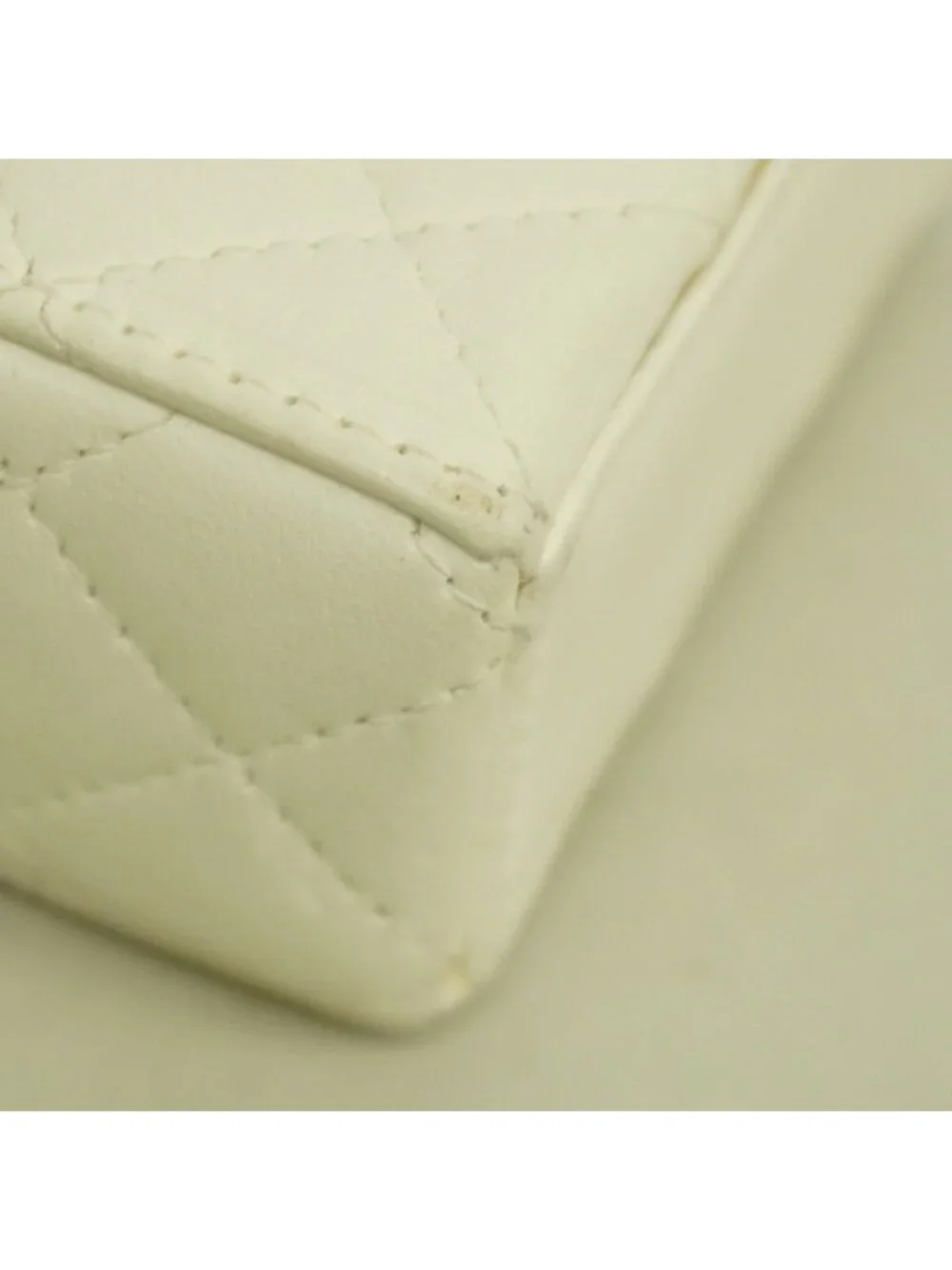 Chanel Airpods Case Quilted Lambskin White Champagne Gold Shoulder